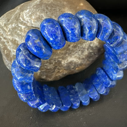 Mens Womens Blue Lapis Lazuli Stretch Bead Bracelet 7” 18861