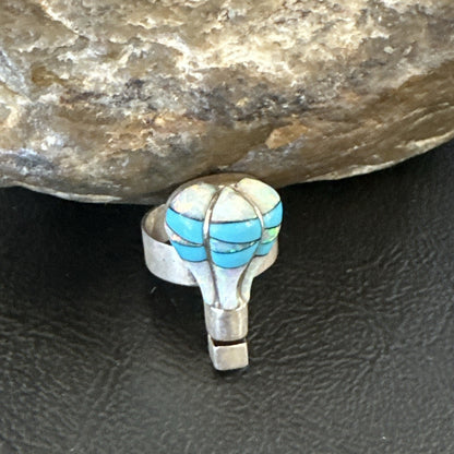 Navajo Balloon Blue Turquoise White Opal Inlay Band Ring Sz 6 18187