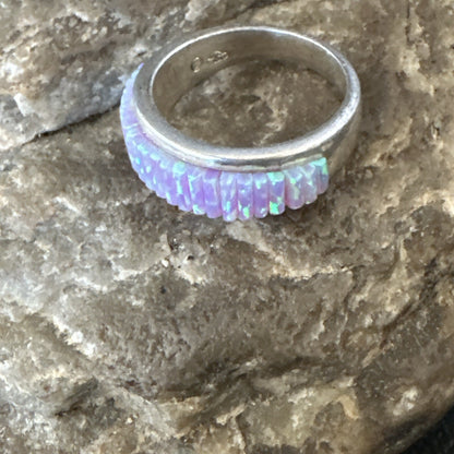Pink Opal Navajo Sterling Silver Band Inlay Ring Size 6 18783