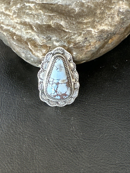Blue Golden Hill Turquoise Navajo Sterling Silver Ring Size 11 19822