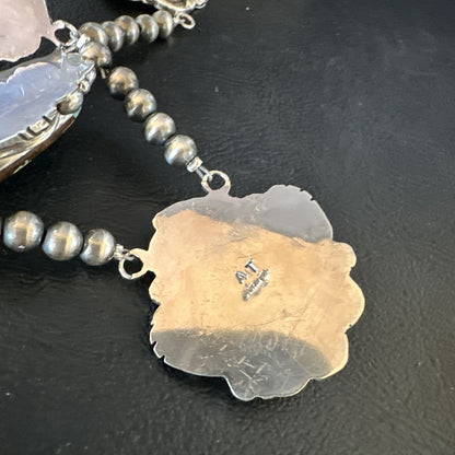 Blue Turquoise#8 Pendant Navajo Sterling Silver Necklace 16833