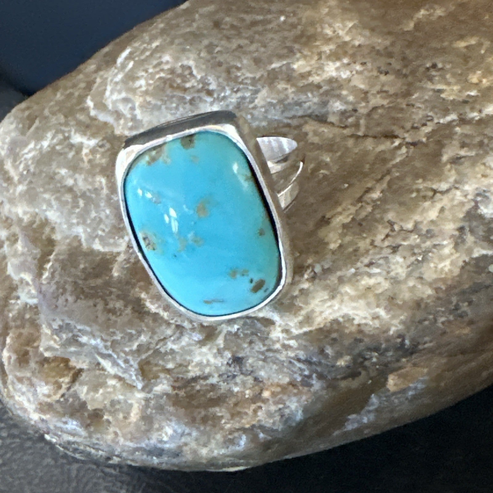 Men Women Blue Kingman Turquoise Navajo Sterling Silver Ring Size 9.5 19333