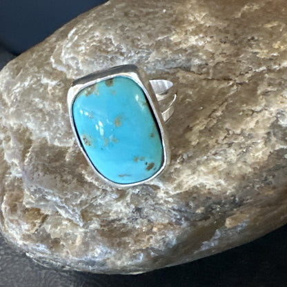 Men Women Blue Kingman Turquoise Navajo Sterling Silver Ring Size 9.5 19333