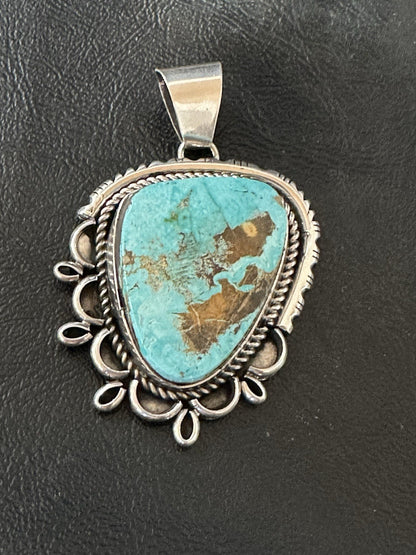 XL Men Women Blue Turquoise Pendant Navajo Sterling Yazzie 19525