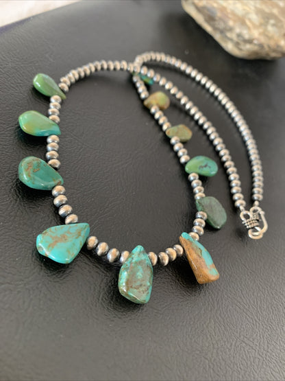 Royston Turquoise Sterling Silver Beads Necklace 02184
