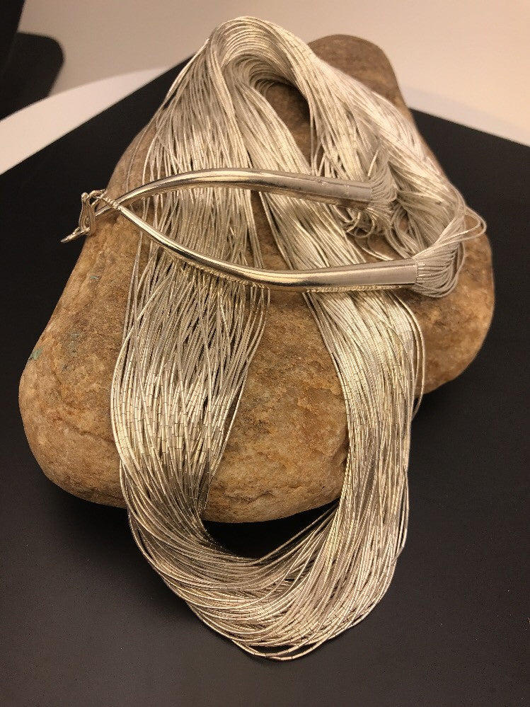 Heishi Tubes Liquid Sterling Silver 100 Strander Necklace 28" 14705