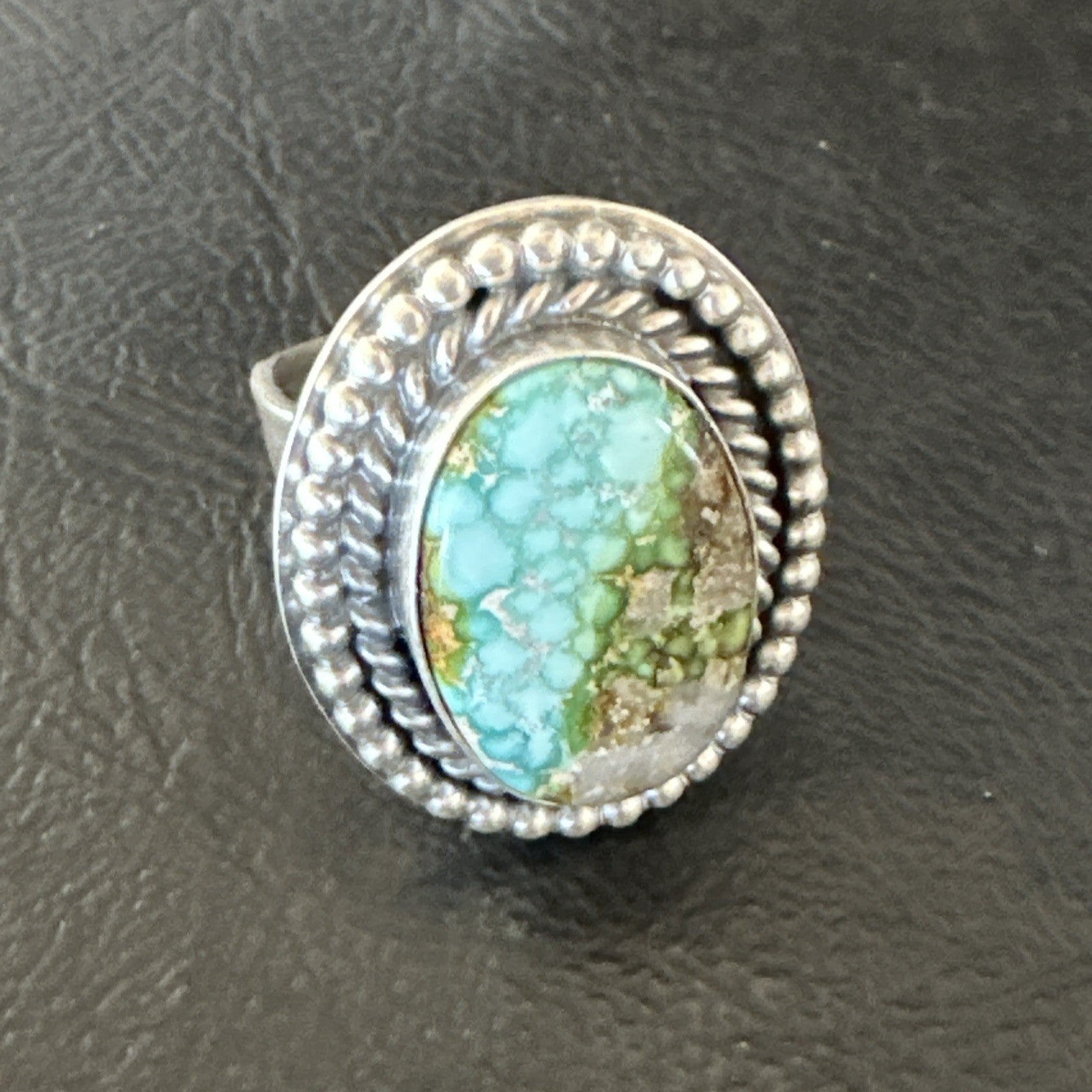 Navajo Sterling Silver Green Royston Turquoise Ring Size 7 19630