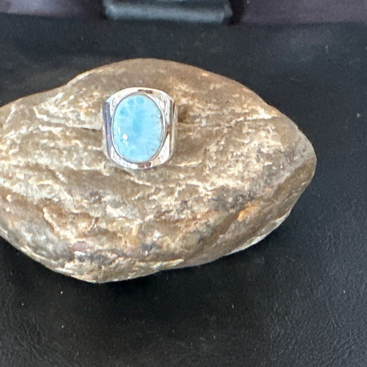 Womens Blue Larimar Navajo Sterling Silver Ring Size 8 17670