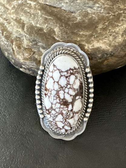 Mens Womens Wild Horse Turquoise Navajo Sterling Silver Ring Sz 8 18722