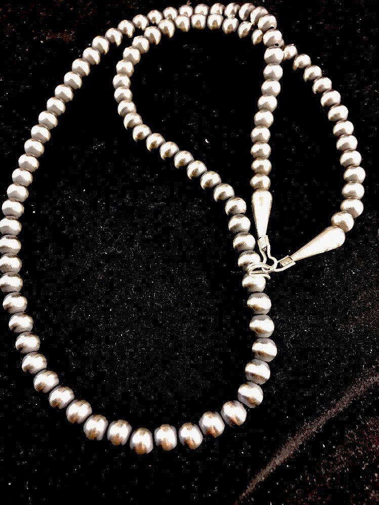 3mm Sterling Silver Navajo Pearls 22" Hook & Eye Cone Necklace Special