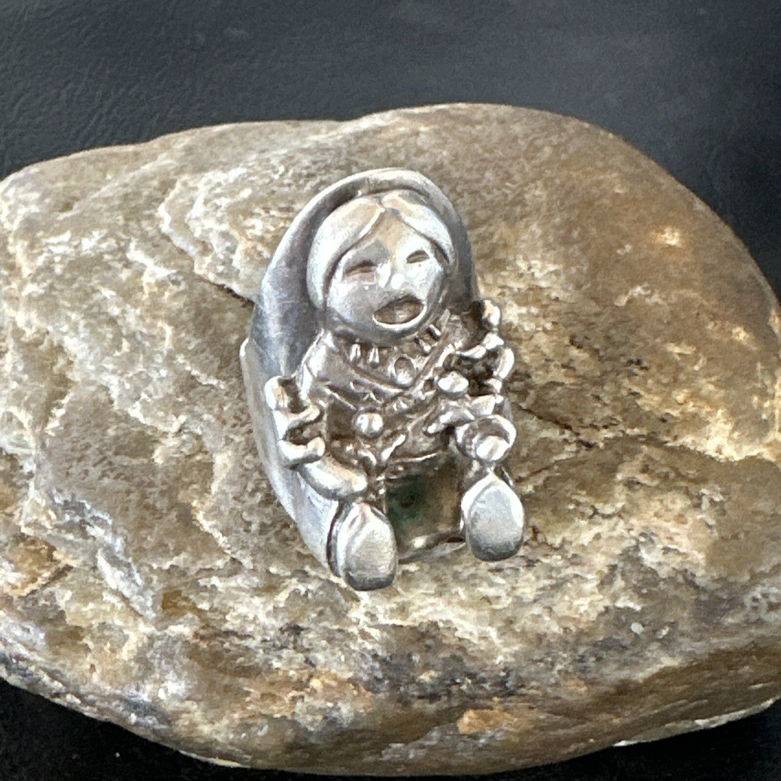 XL Mens Womens Storyteller Old Pawn Navajo Sterling Silver Ring Size 7 18116