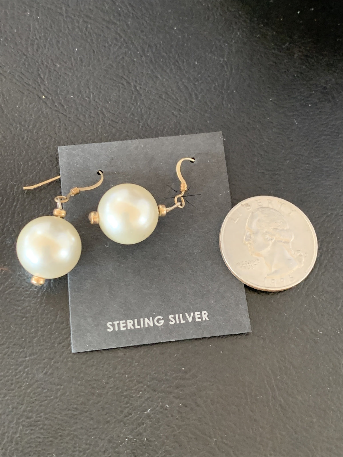 Beautiful Women White Cultured Pearl Gold Filled Bead Dangle Earrings 1" 13038