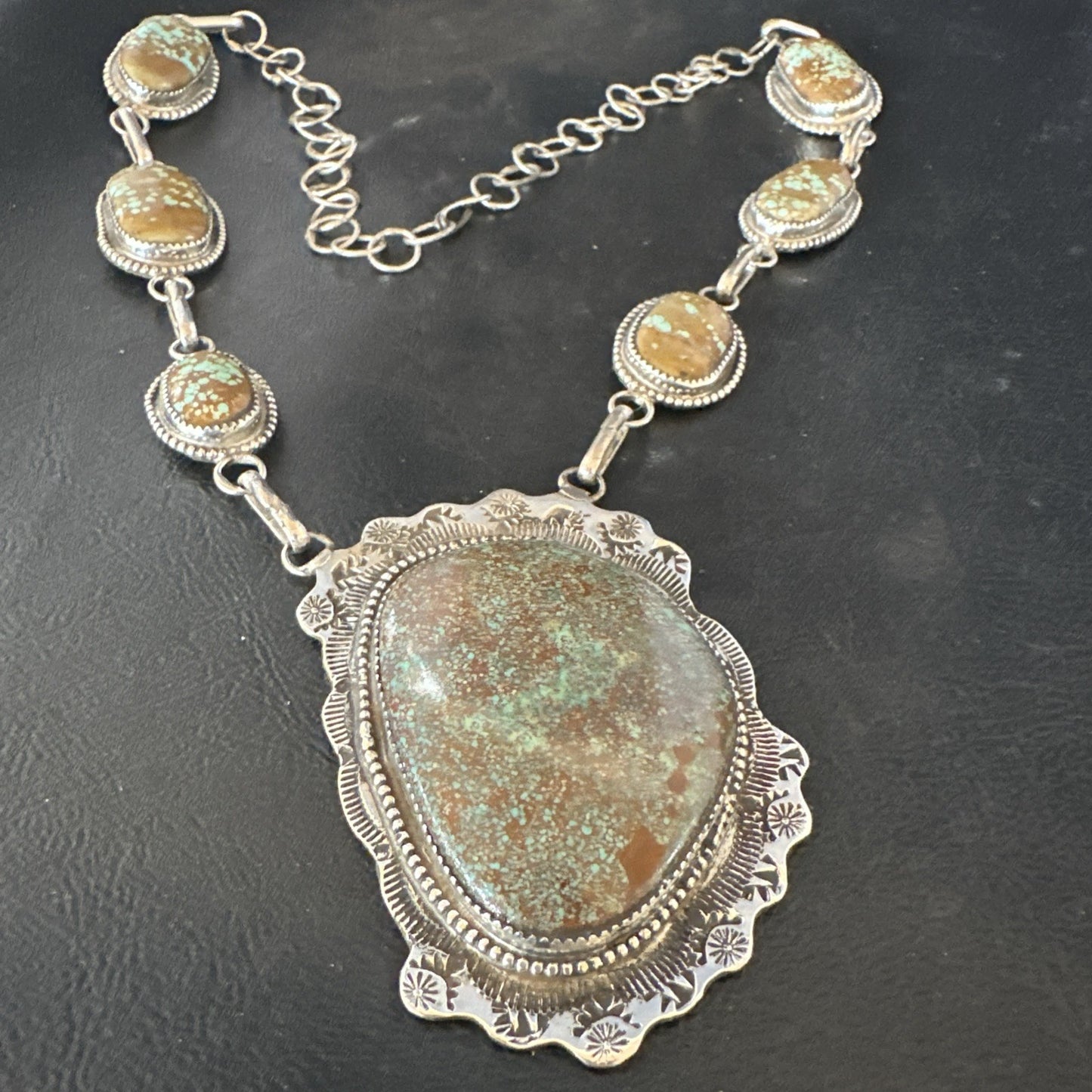 Mens Women Blue Turquoise #8 Navajo 25" Sterling Silver Lariat Necklace 19068