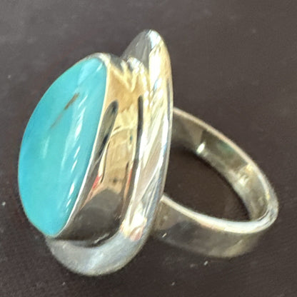 WoMens Sterling Silver Robin Egg Blue Kingman Turquoise Ring Size 9 17734