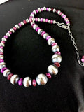 Graduated Purple Stone Necklace Unisex 19" | Sterling Silver | Authentic Native American Handmade