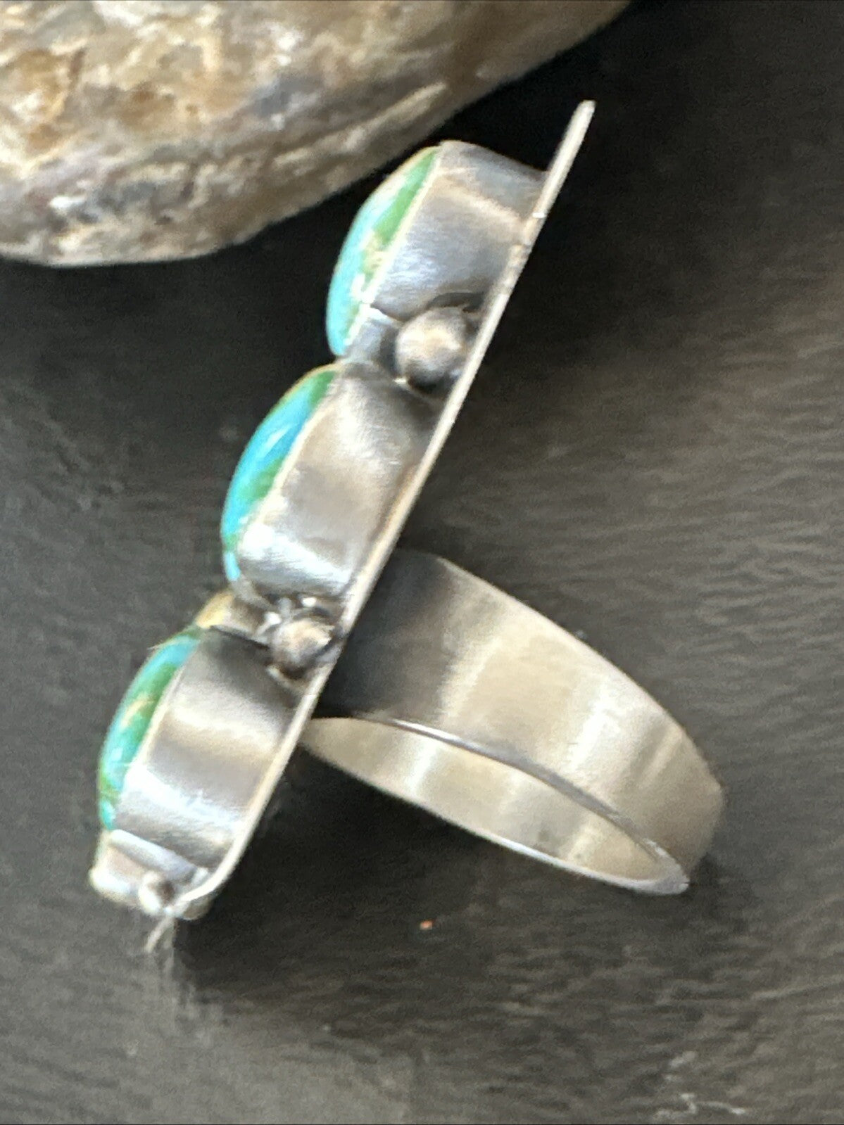 Butterfly Navajo Sterling Silver Cluster Sonoran Blue Turquoise Ring Sz 11 18604