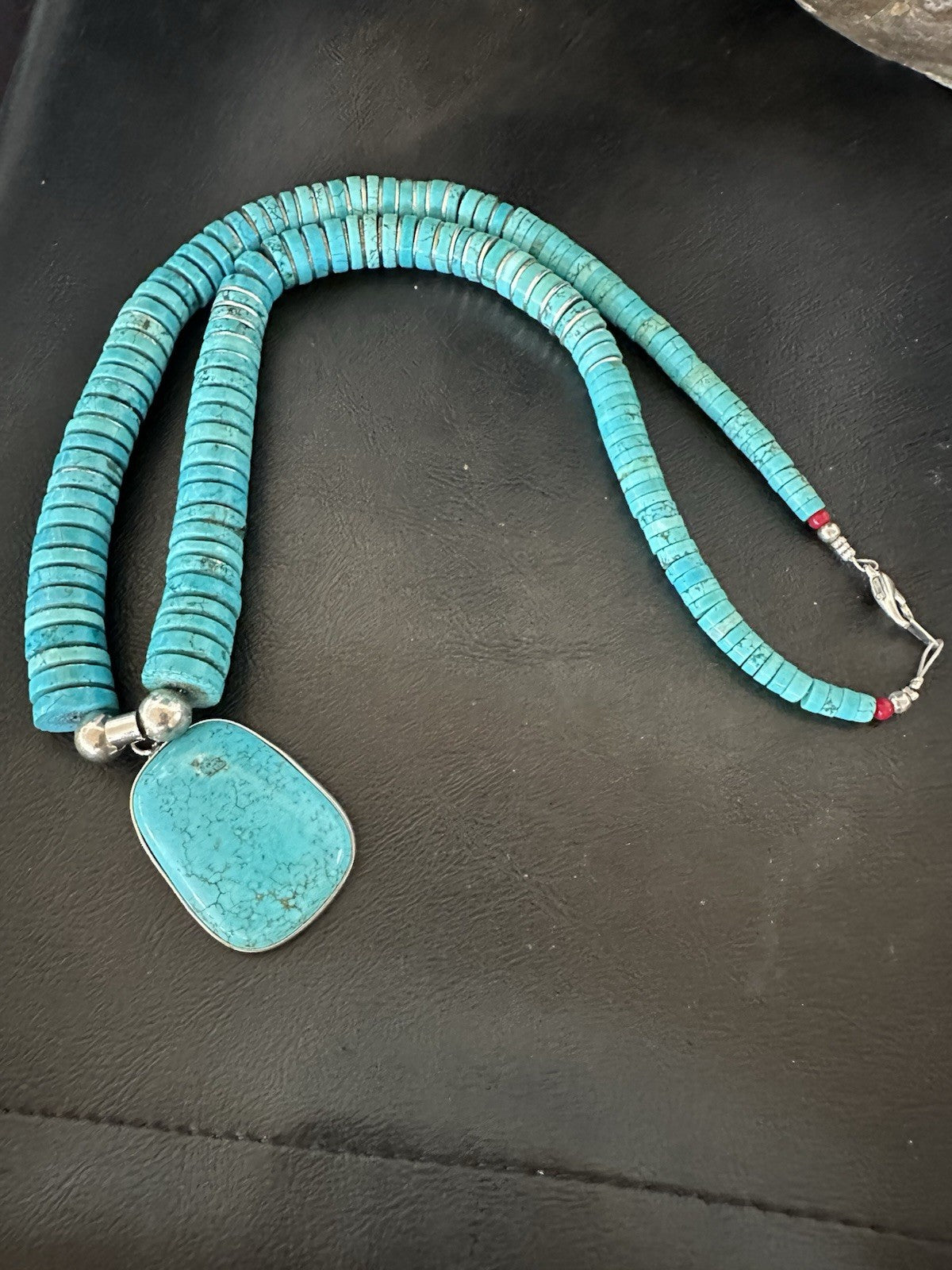 Old Pawn Turquoise Necklace Heavy Blue Old Pawn Santo Domingo Southwest 19442