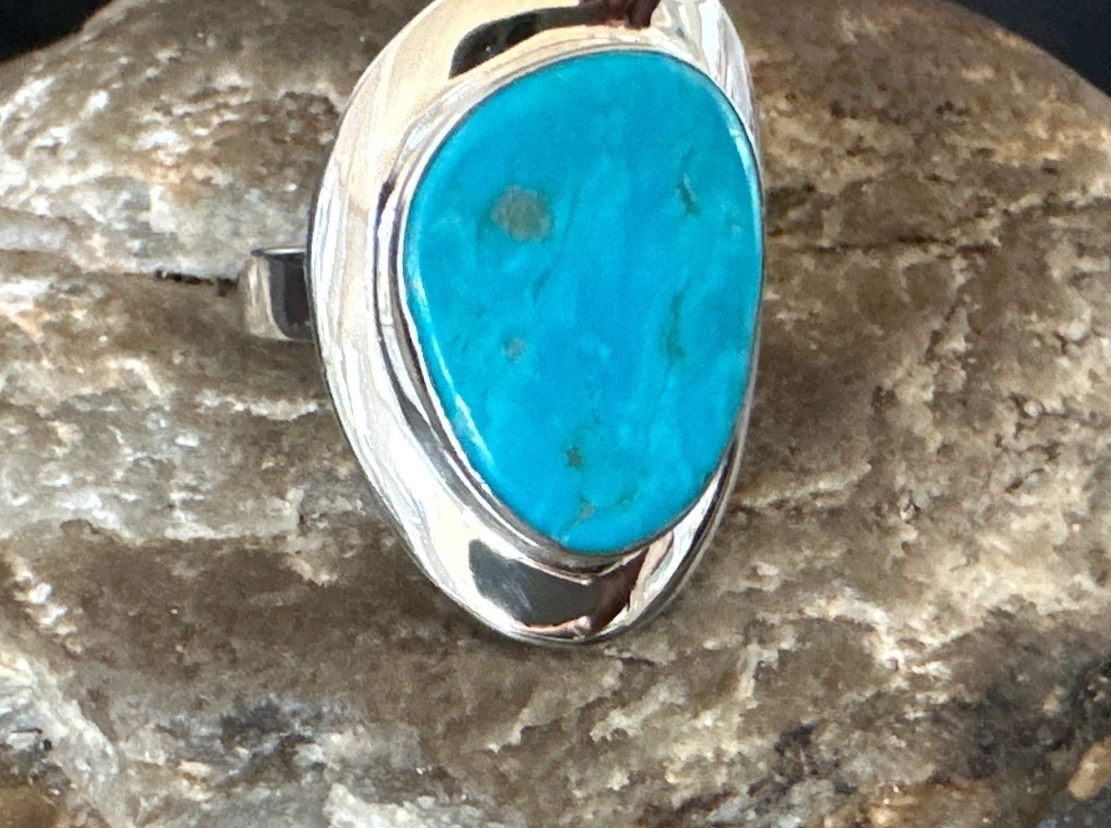 Sterling Silver Blue Kingman Turquoise Ring Size 10 17679