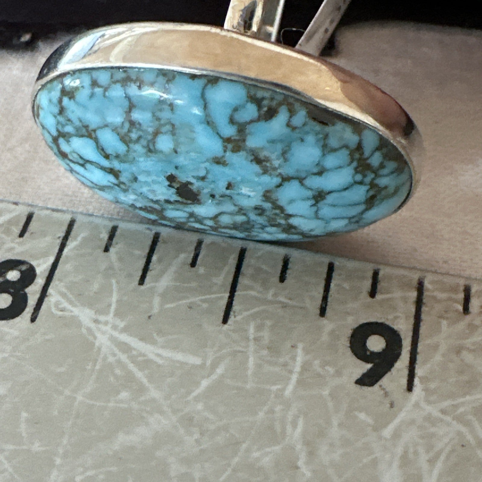 Blue Turquoise#8 Southwestern Sterling Silver Ring Size 7 19739