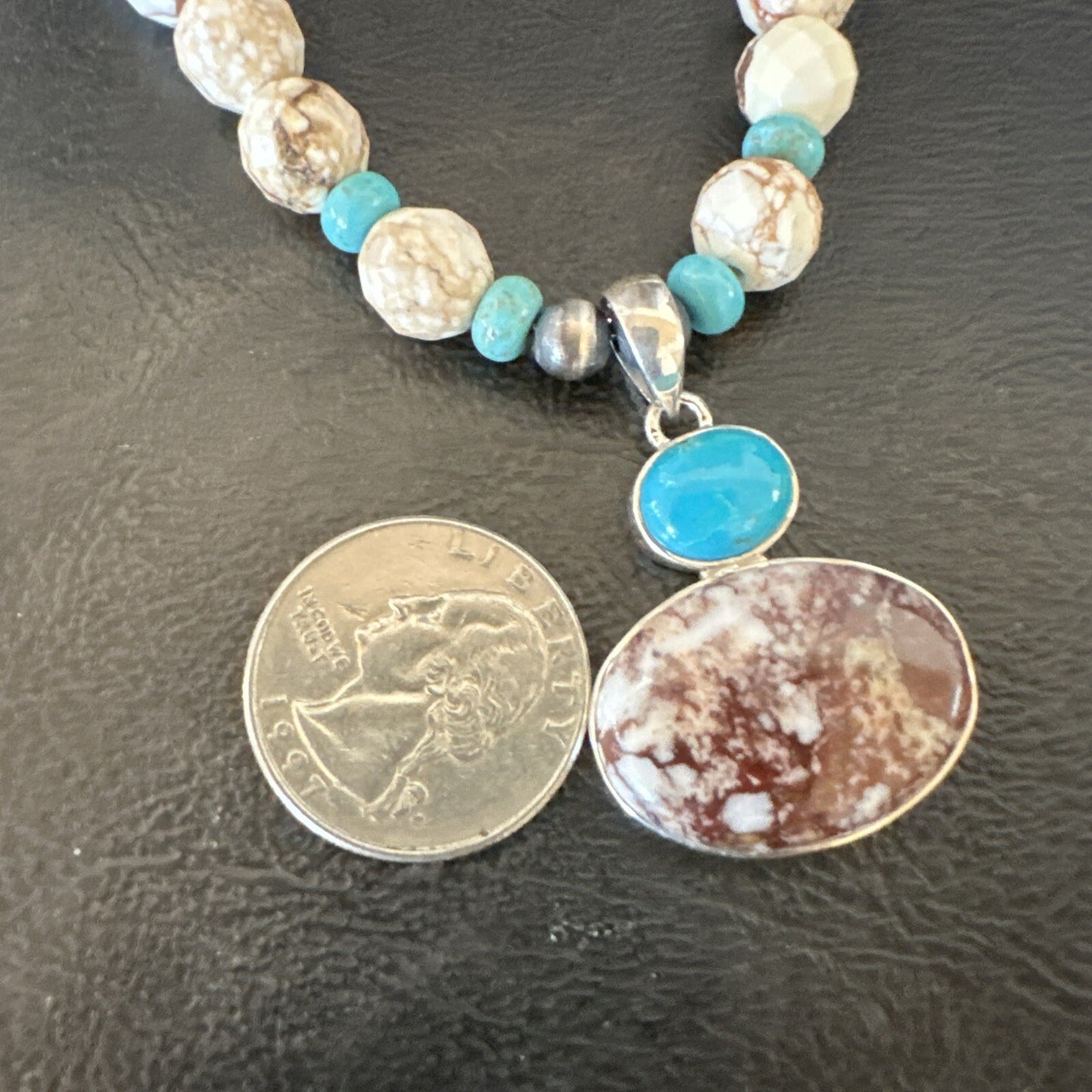 Mens Women Navajo Sterling Silver Wild Horse Turquoise Necklace Pendant 20”18323