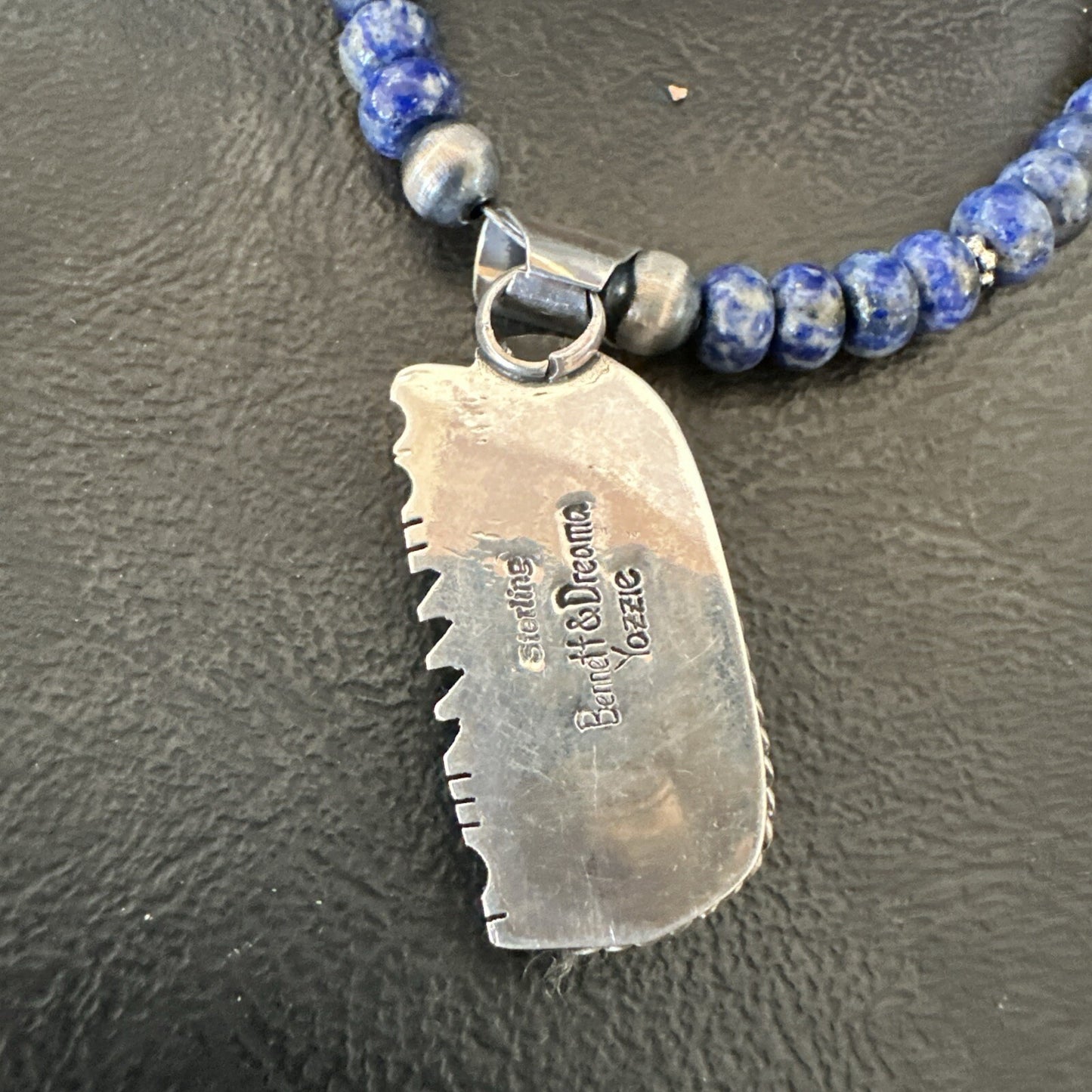 Blue~Lapis~Pendant~Navajo~Pearls~Sterling~Silver~Necklace~ 22”~18742