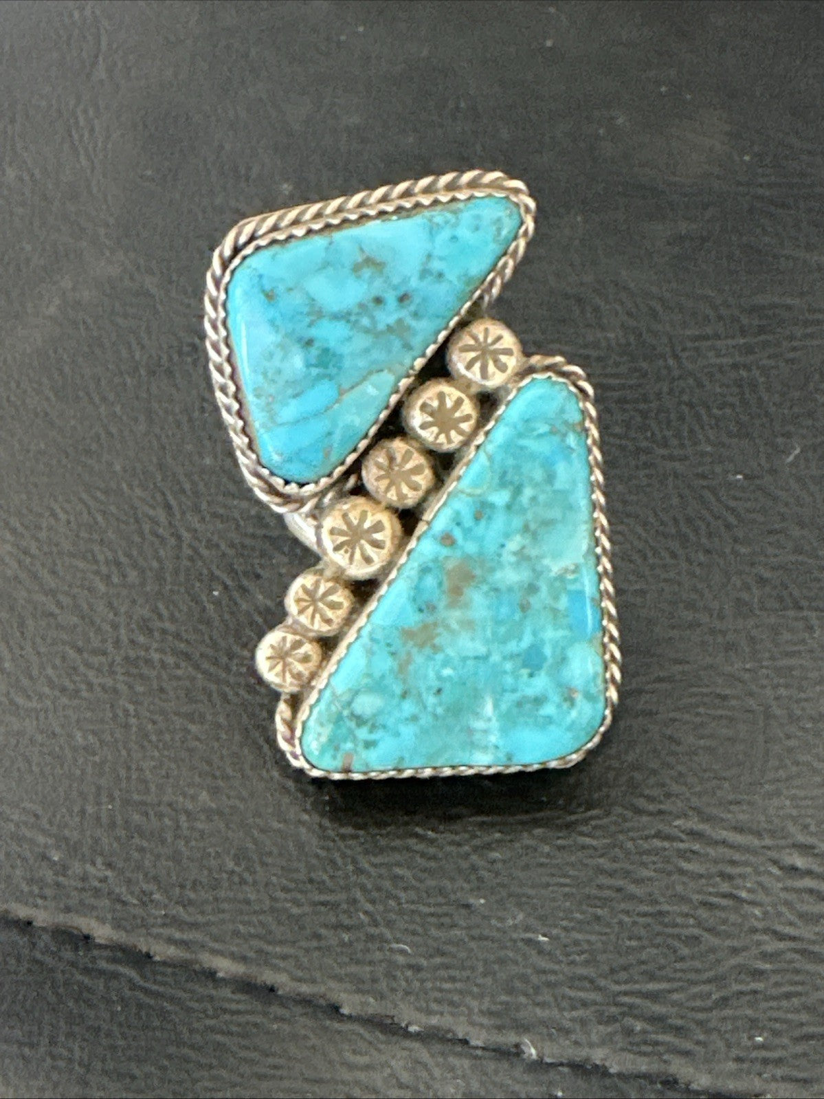 Navajo Blue Turquoise Ring MultiStone Cluster Sz 8 19802