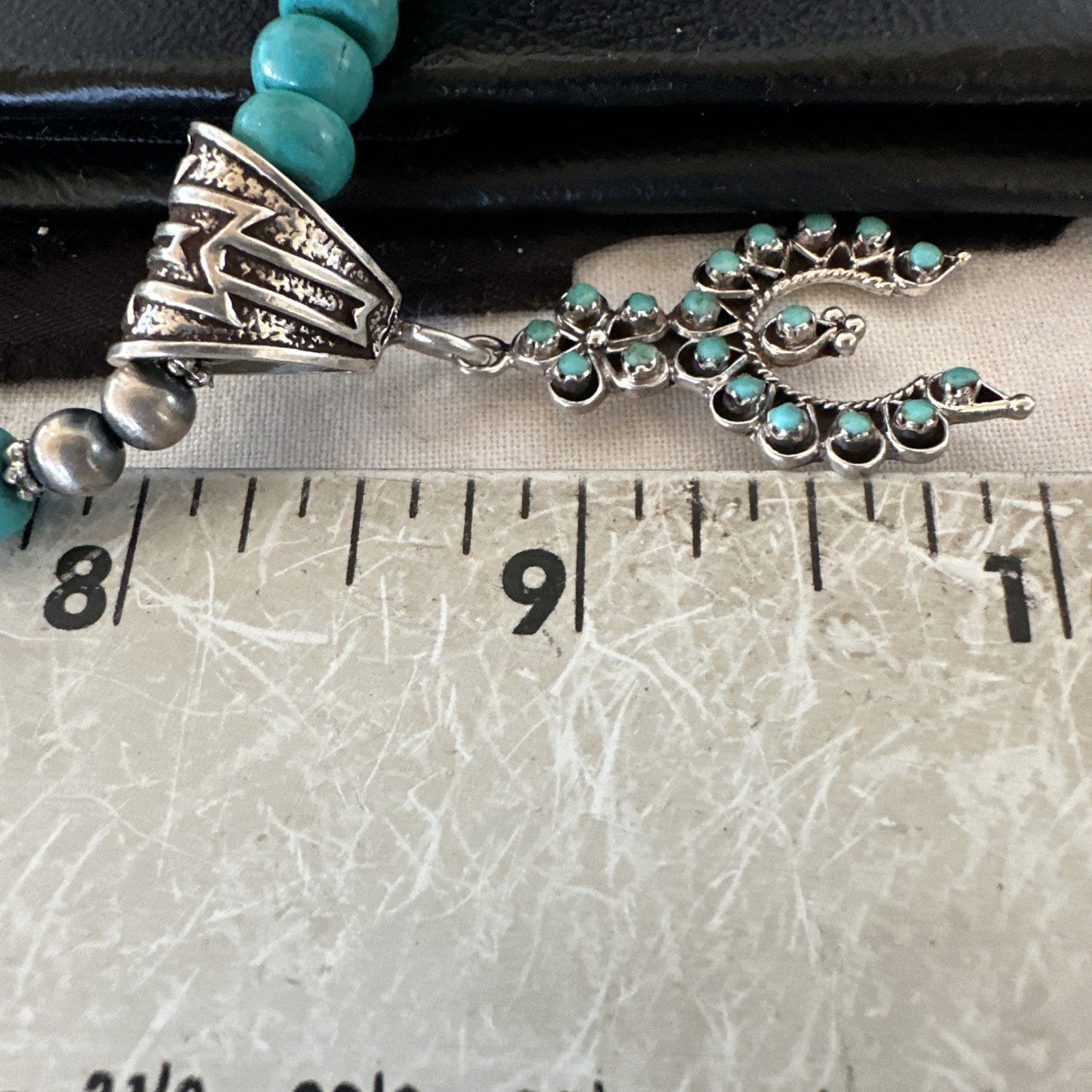 Naja Blue Turquoise Cluster Zuni Pendant Sterling Silver Necklace 20" 19716