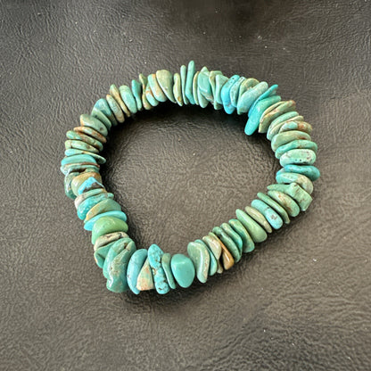 Mens Womens Blue Green Turquoise Stretch Stone Friendship Bracelet 7" 18856