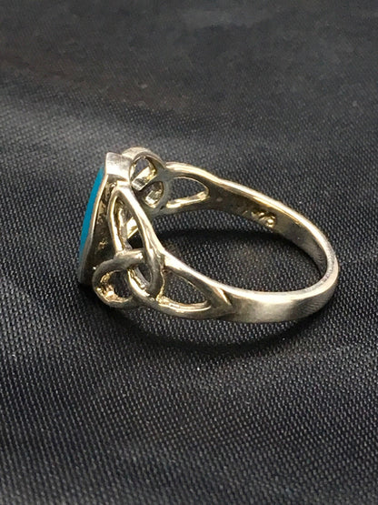 Blue Turquoise Navajo Sterling Silver Native American Ring Size 6.75 02951