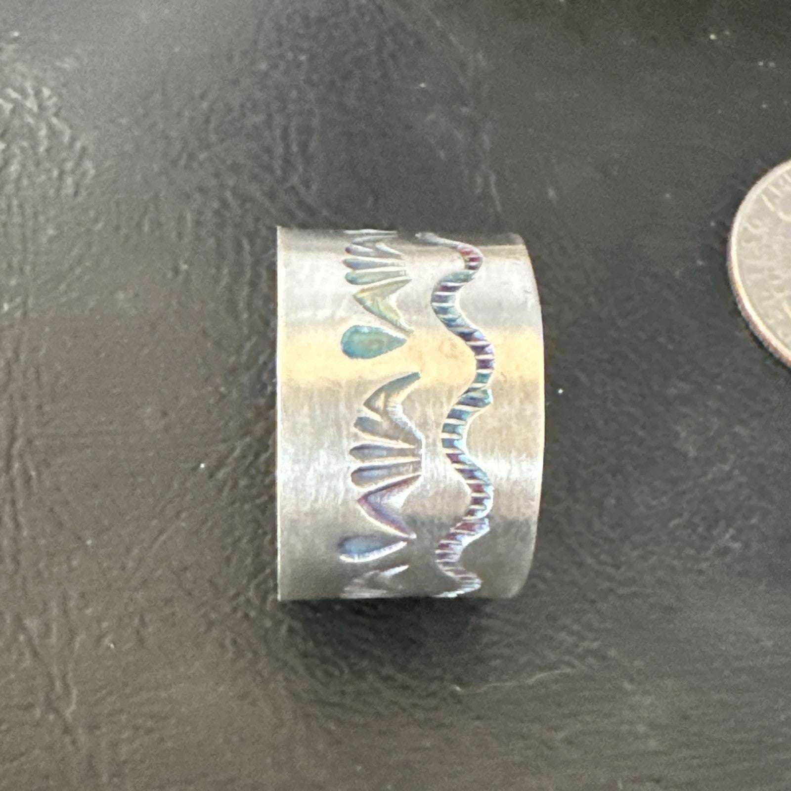 Mens Wedding Wide Band Navajo Stamped Sterling Silver Ring Size 14 19066