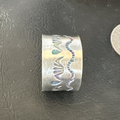 Mens Wedding Wide Band Navajo Stamped Sterling Silver Ring Size 14 19066