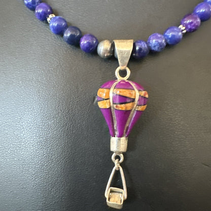 Balloon Orange Spiny Purple Pendant Navajo Sterling Silver Necklace 22" 18345