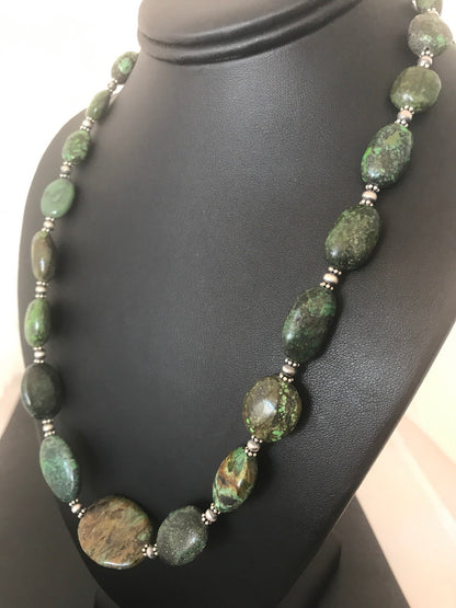 Men’s Graduated Spider Web Turquoise Nugget Navajo Sterling Silver Necklace 21"