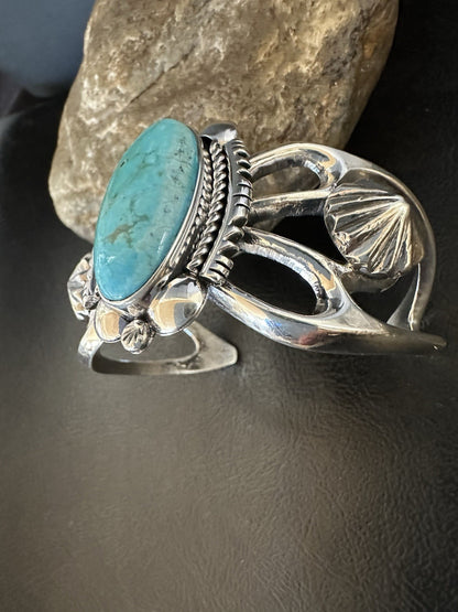 WoMens Tufa Kingman Turquoise Navajo Sterling Silver Cuff Bracelet 7.1" 19453