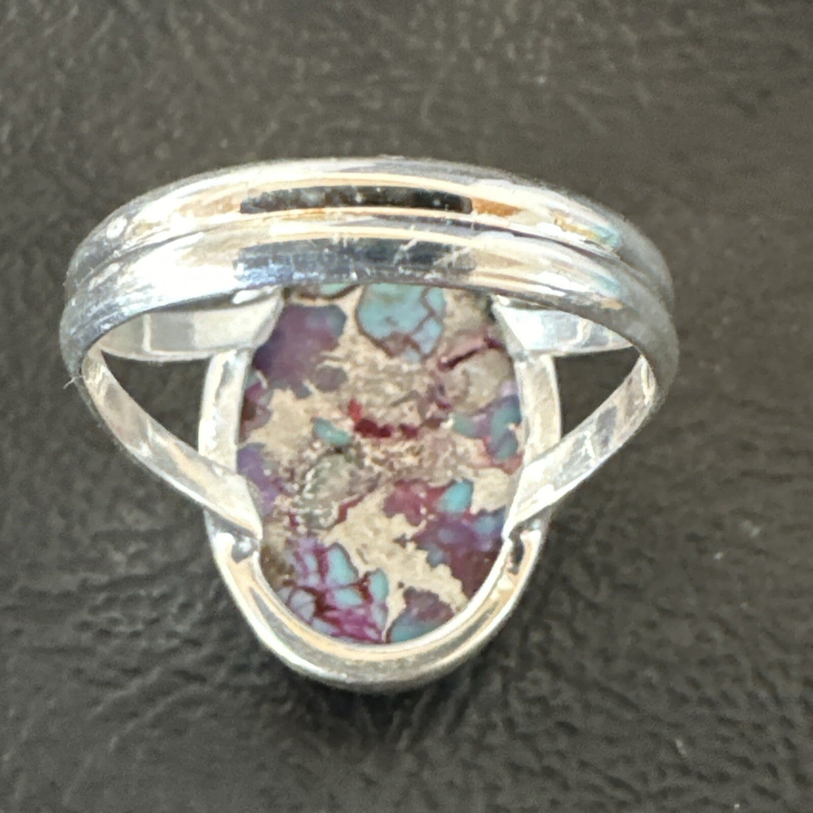 Blue Turquoise Spiny Oyster Southwestern Sterling Silver Ring Size 9 18462