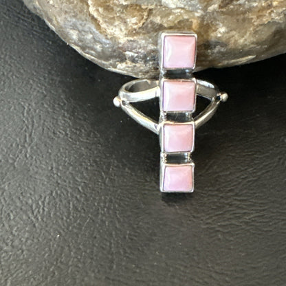 Gorgeous Square Pink Conch Cluster Ring Handmade Navajo Sz 9 18782