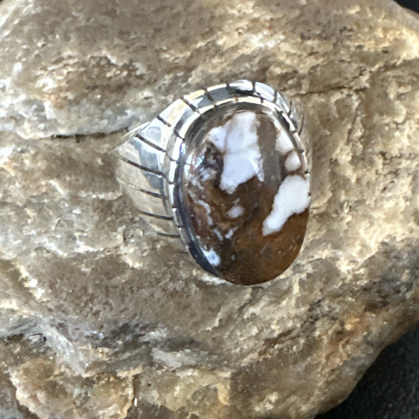 Mens Wild Horse Turquoise Southwestern Sterling Silver Ring Size 10.5 17793