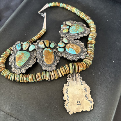 Statement Royston Turquoise Old Pawn 5 Navajo Sterling Silver Necklace 23" 19127