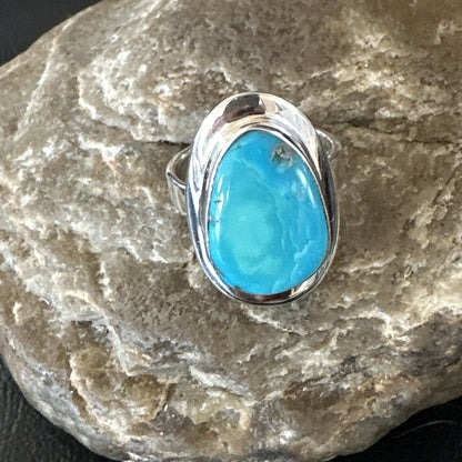 WoMens Sterling Silver Robin Egg Blue Kingman Turquoise Ring Size 9 17733