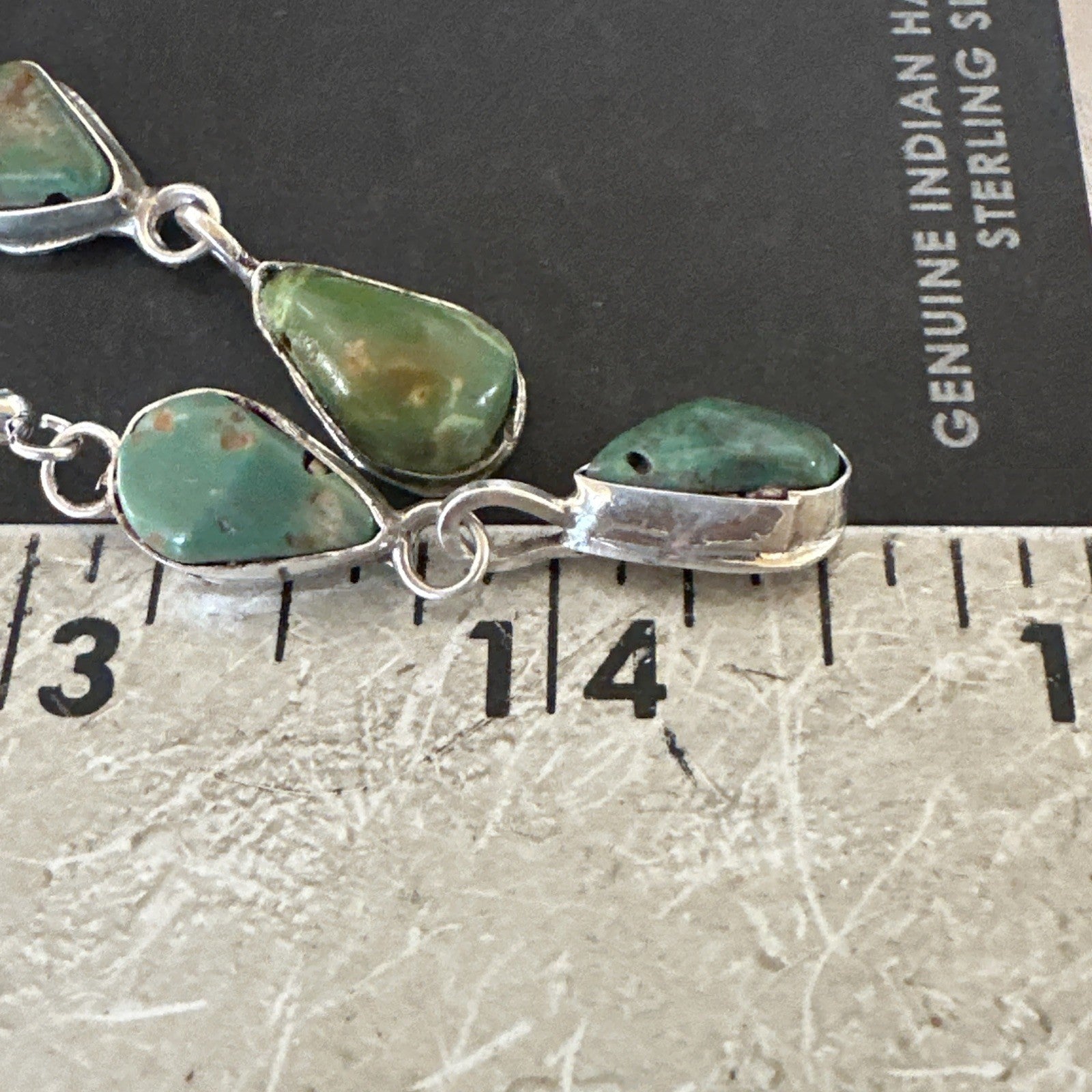 Green Royston Turquoise Navajo Sterling Silver Dangle Earrings 19414