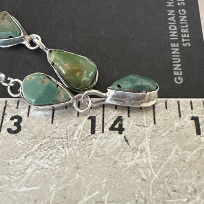 Green Royston Turquoise Navajo Sterling Silver Dangle Earrings 19414