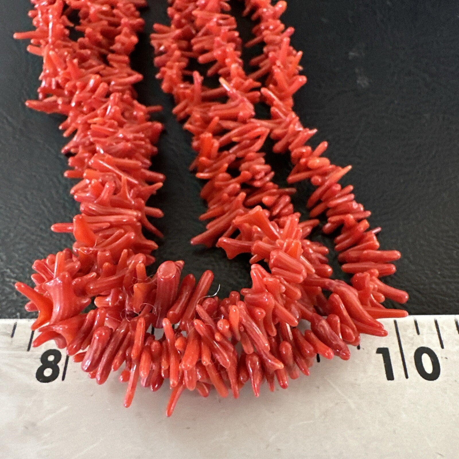 Navajo Indian 3S Red Natural Branch Coral Sterling Silver Necklace 17710