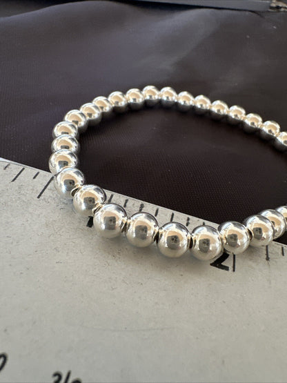 Shiny 6mm Beads 8” Sterling Silver Bracelet 90008