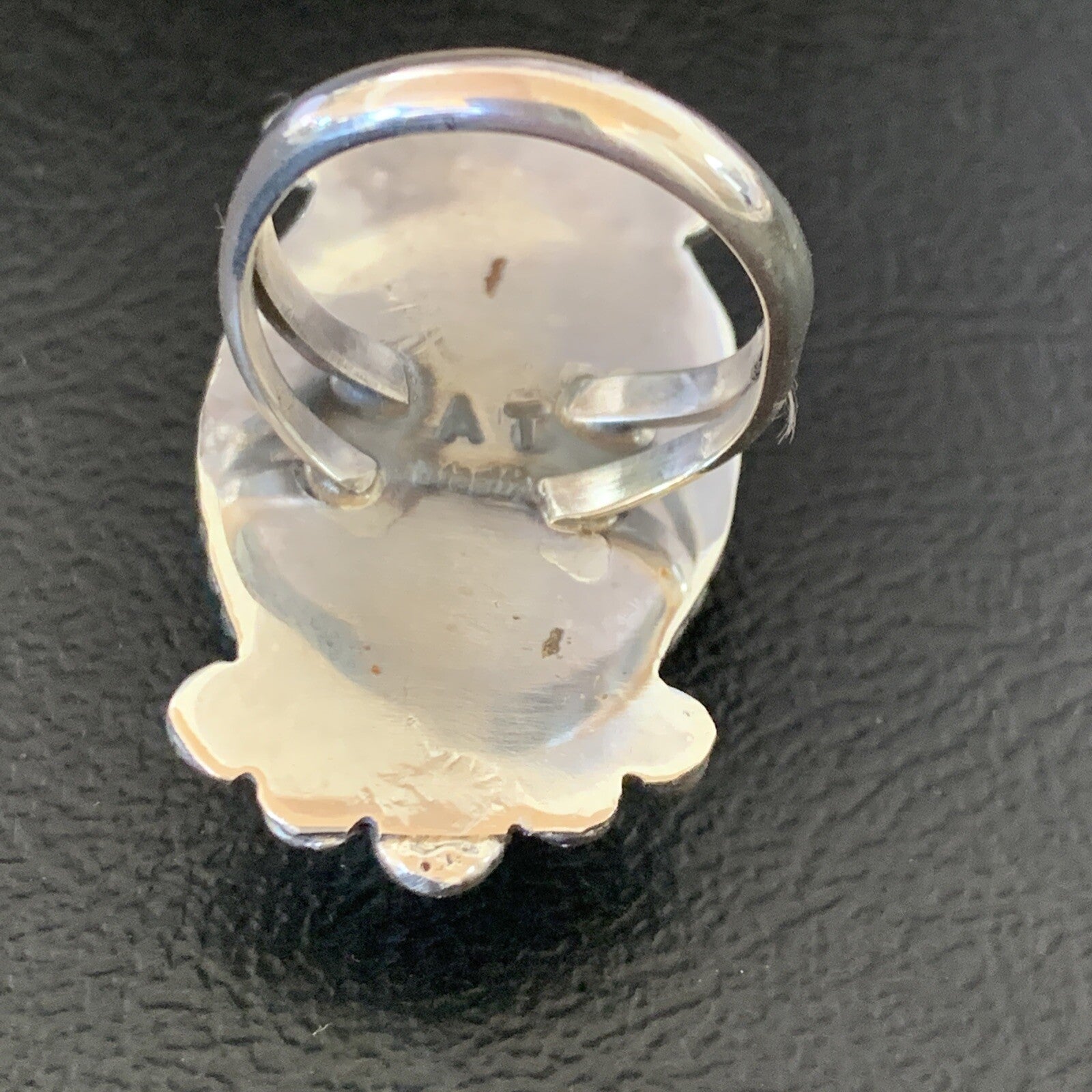 White Buffalo Turquoise Navajo Sterling Silver Ring Size 8 19254