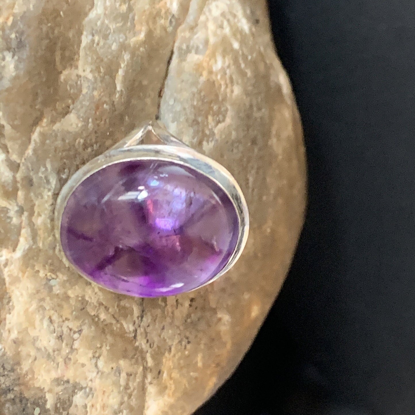Purple Amethyst Southwestern Sterling Silver Ring Size 8.5 12941
