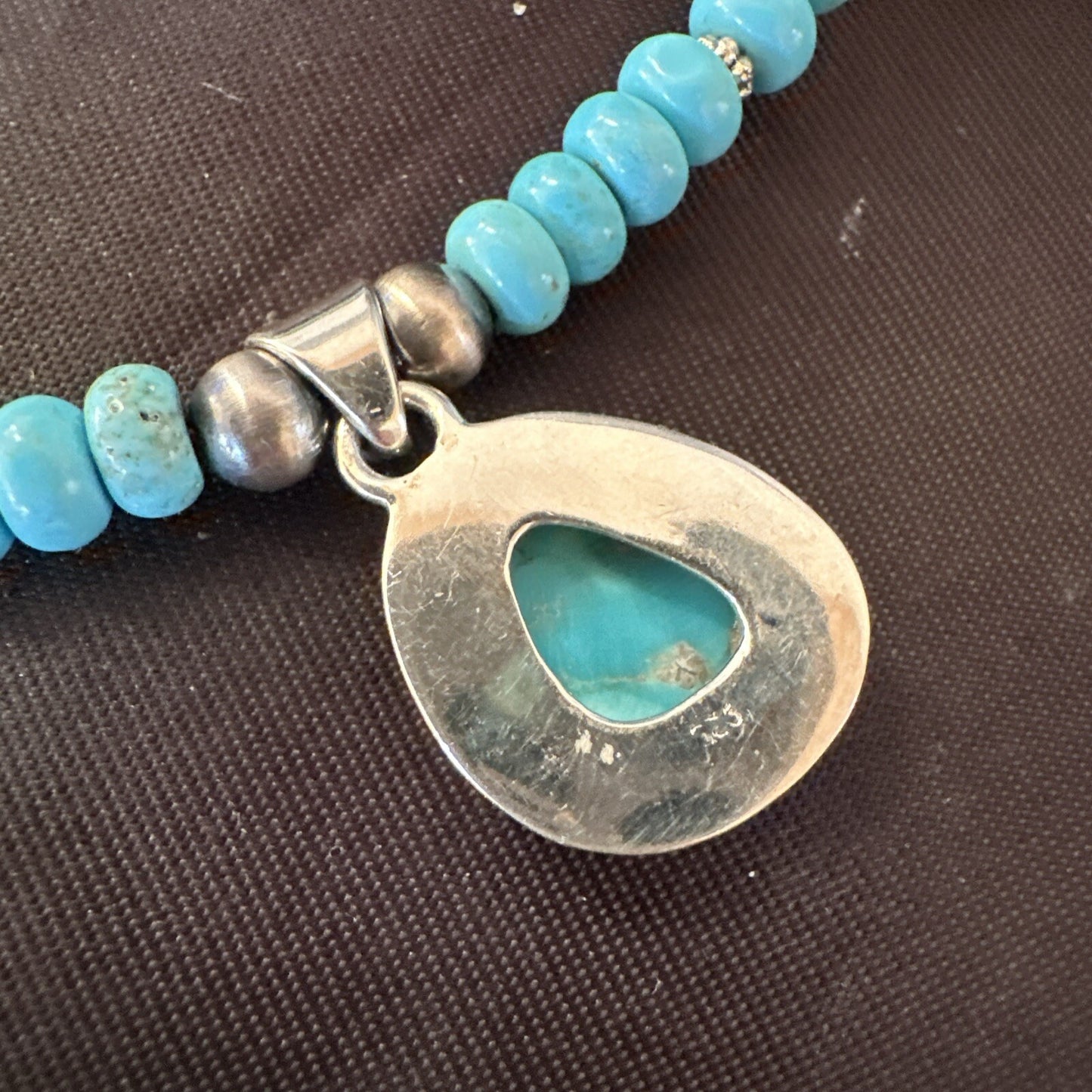 WoMens Blue Kingman Turquoise Pendant Navajo Sterling Silver Necklace 21" 18422