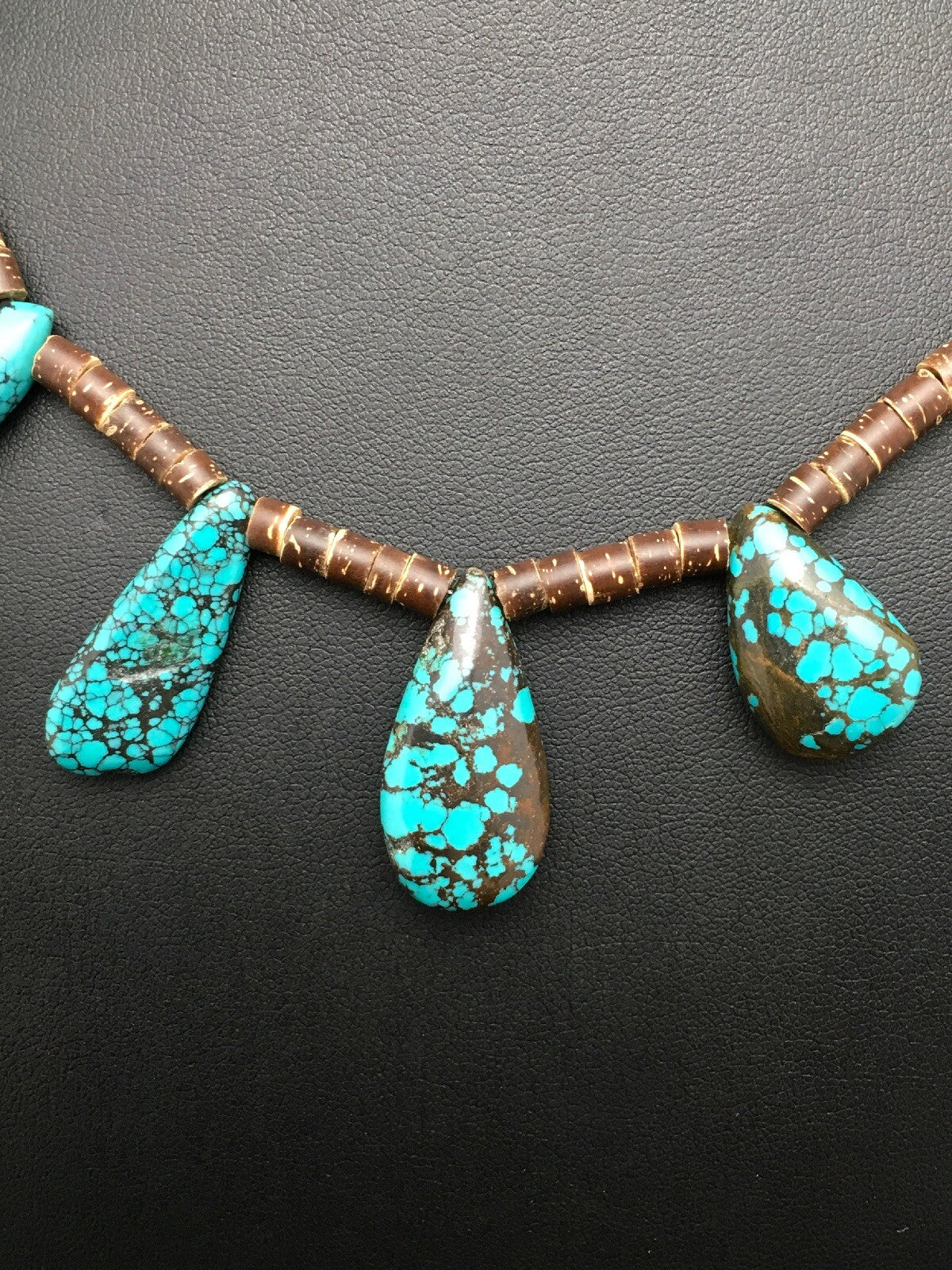 Spiderweb Turquoise & Bone Bead Navajo Pearls Sterling Silver Necklace 20" 4100