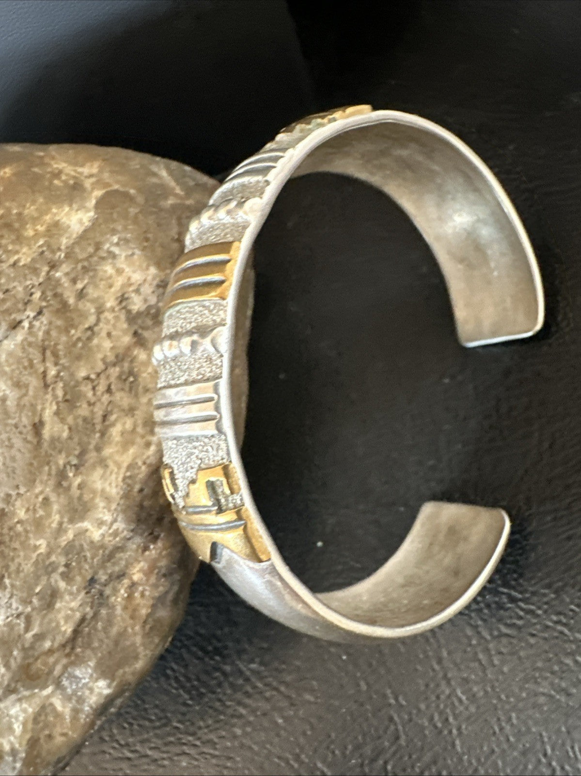 Gold filled Navajo Womens Sterling Silver Cuff Bracelet 6.75" 19700