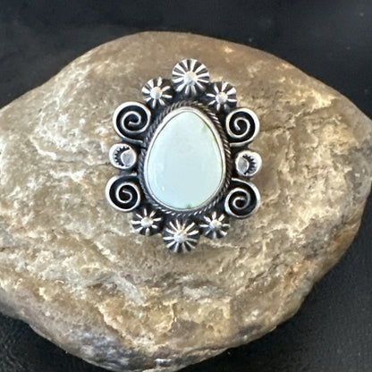 Women Blue Dry Creek Turquoise Navajo Sterling Silver Ring Sz 9 17773