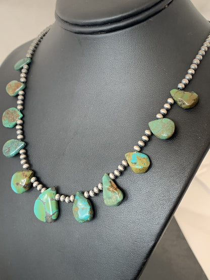 Navajo Pearls Sterling Silver Royston Turquoise 20" Necklace 00484